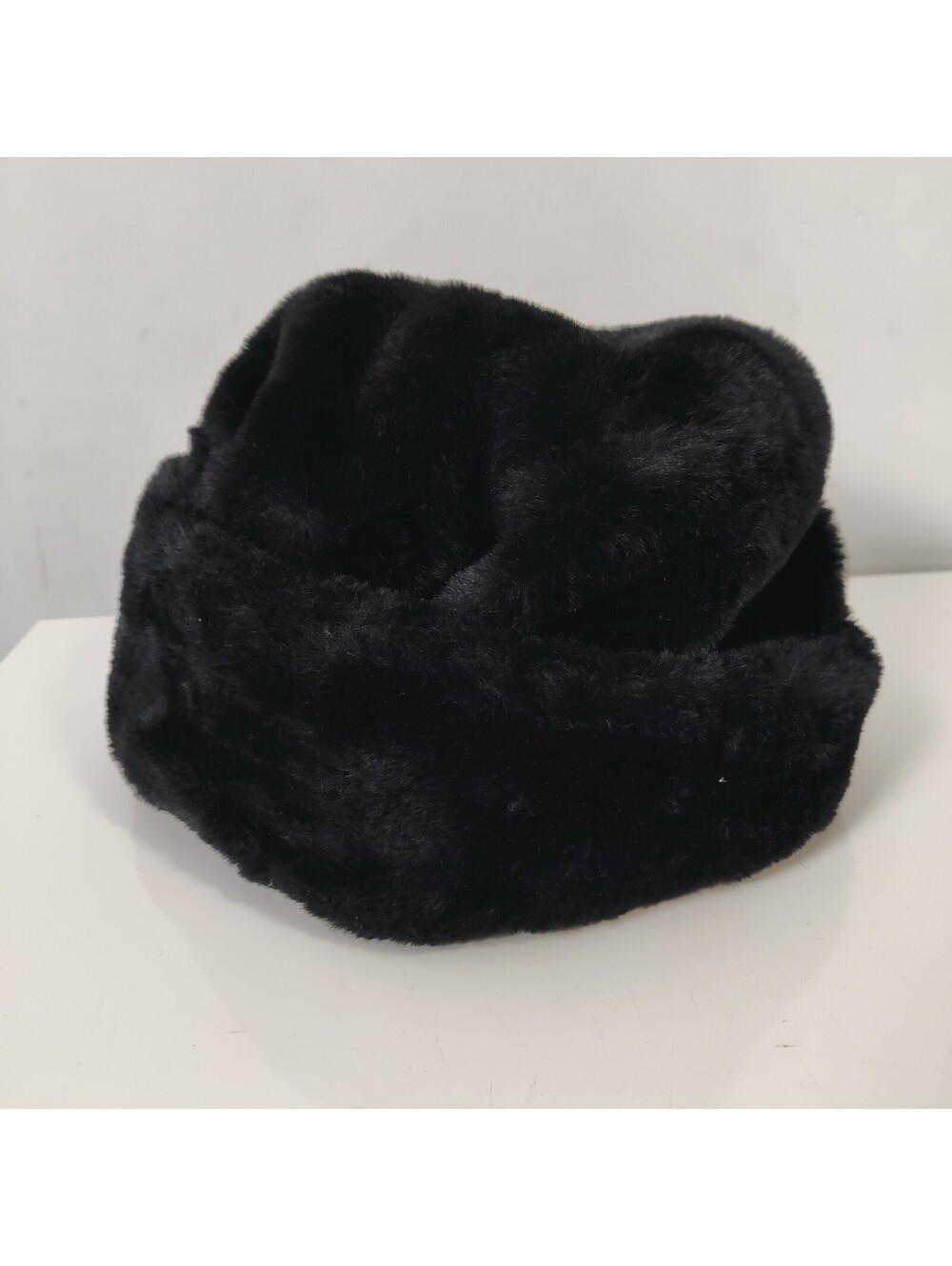 Nine West Black Faux Fur Pillbox Cossack Winter Hat Fleece Lined OS